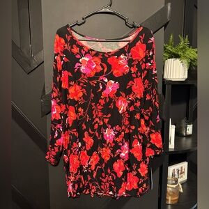 Apt. 9 Red & Black Floral Blouse NWT Size XXL Retail $26